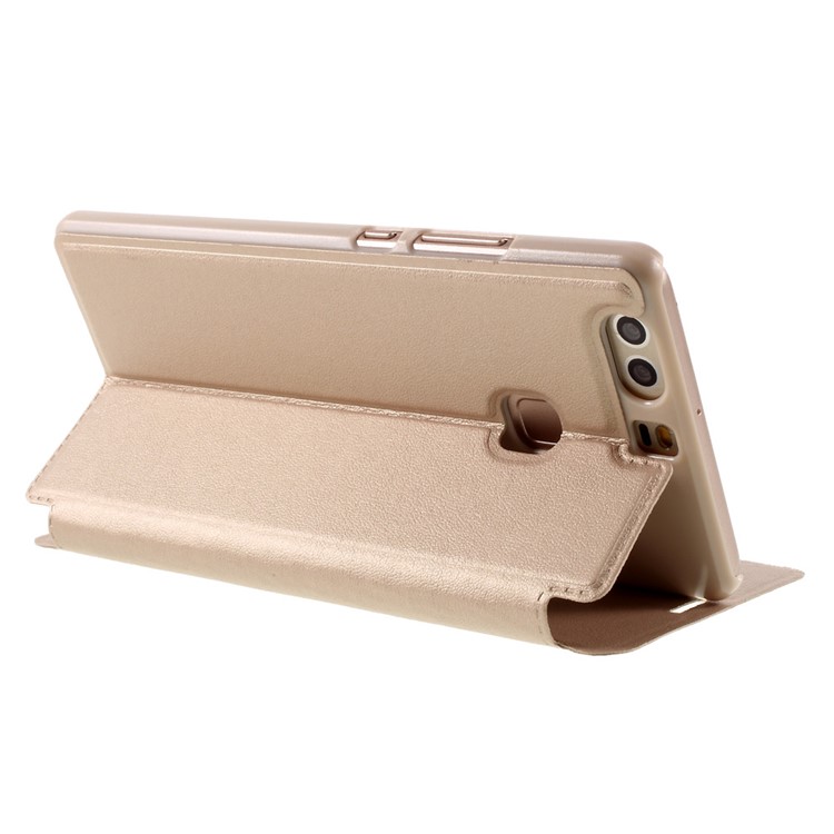 Window View Leather Phone Case for Huawei P9 Plus - Gold-5