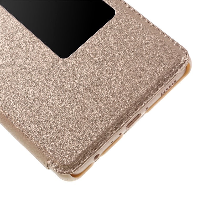 Window View Leather Phone Case for Huawei P9 Plus - Gold-8