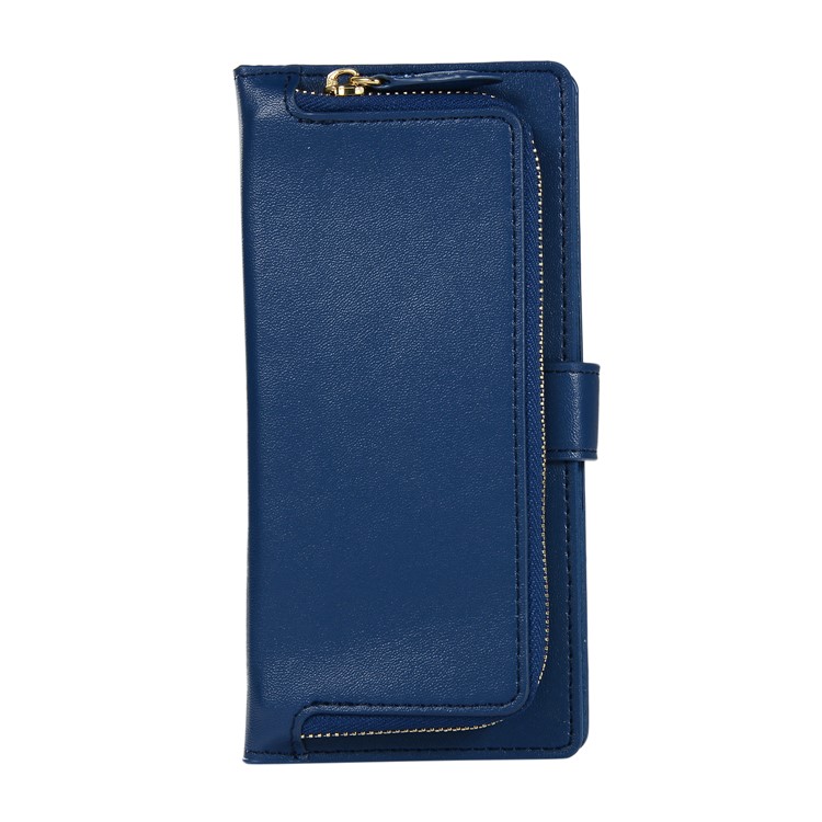 Wallet Zippered Genuine Leather Protector Case for Huawei P30 - Blue-1