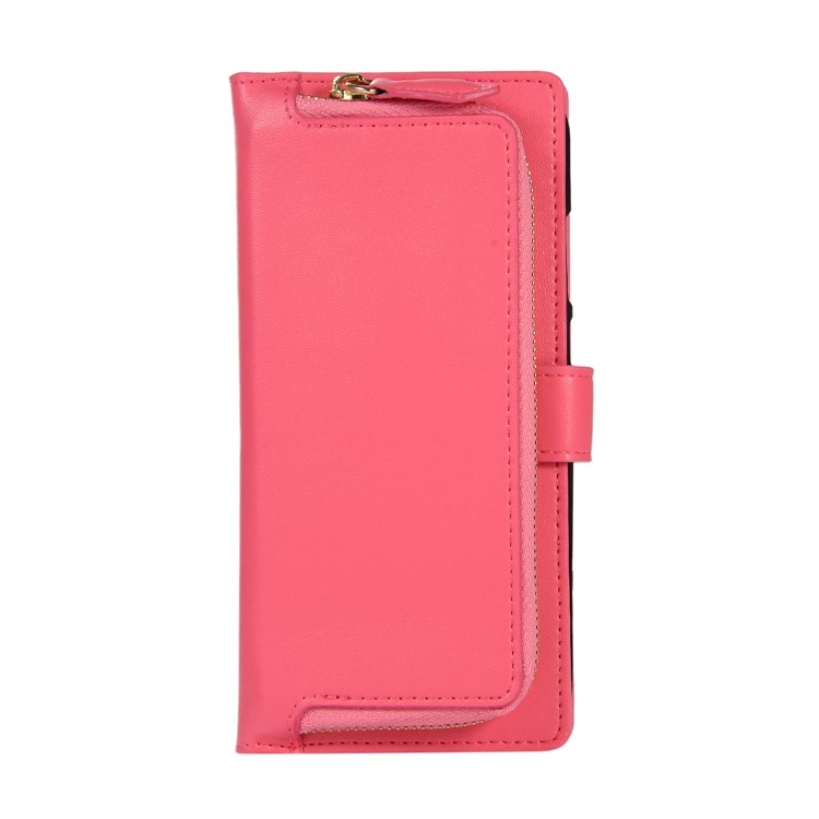 Wallet Zippered Genuine Leather Protector Case for Huawei Honor 10 Lite - Rose-2