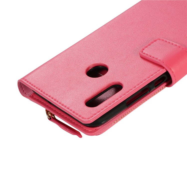 Wallet Zippered Genuine Leather Protector Case for Huawei Honor 10 Lite - Rose-6