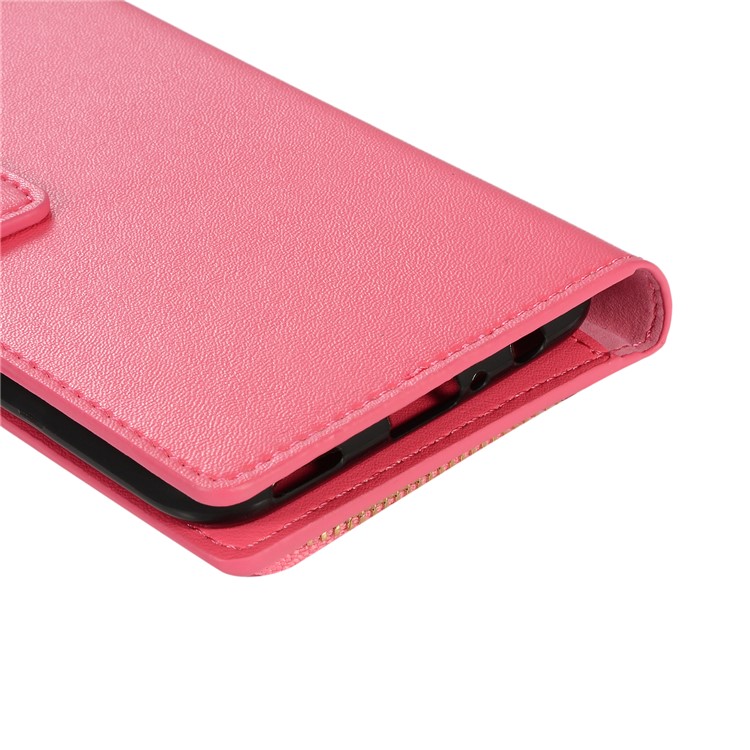 Wallet Zippered Genuine Leather Protector Case for Huawei Honor 10 Lite - Rose-7