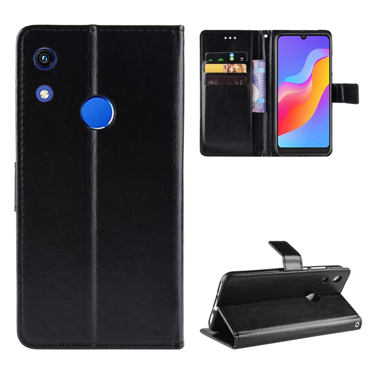 Crazy Horse Leather Stand Wallet Case for Huawei Honor 8A Pro - Black-1