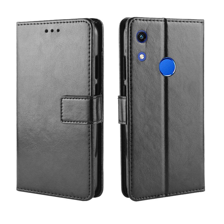 Crazy Horse Leather Stand Wallet Case for Huawei Honor 8A Pro - Black-2