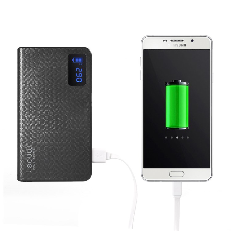 LEYOU LE-212 12000mah Dual USB Power Bank Battery Charger for iPhone iPod Samsung HTC LG Sony - Black-1