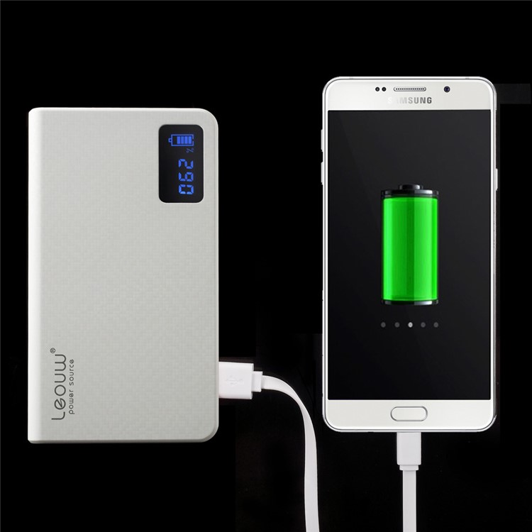 LEYOU LE-212 12000mah Dual USB Power Bank Battery Charger for iPhone iPod Samsung HTC LG Sony - White-1