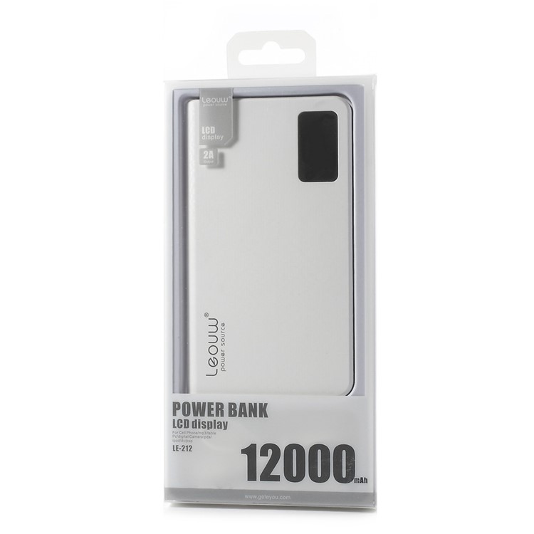 LEYOU LE-212 12000mah Dual USB Power Bank Battery Charger for iPhone iPod Samsung HTC LG Sony - White-7