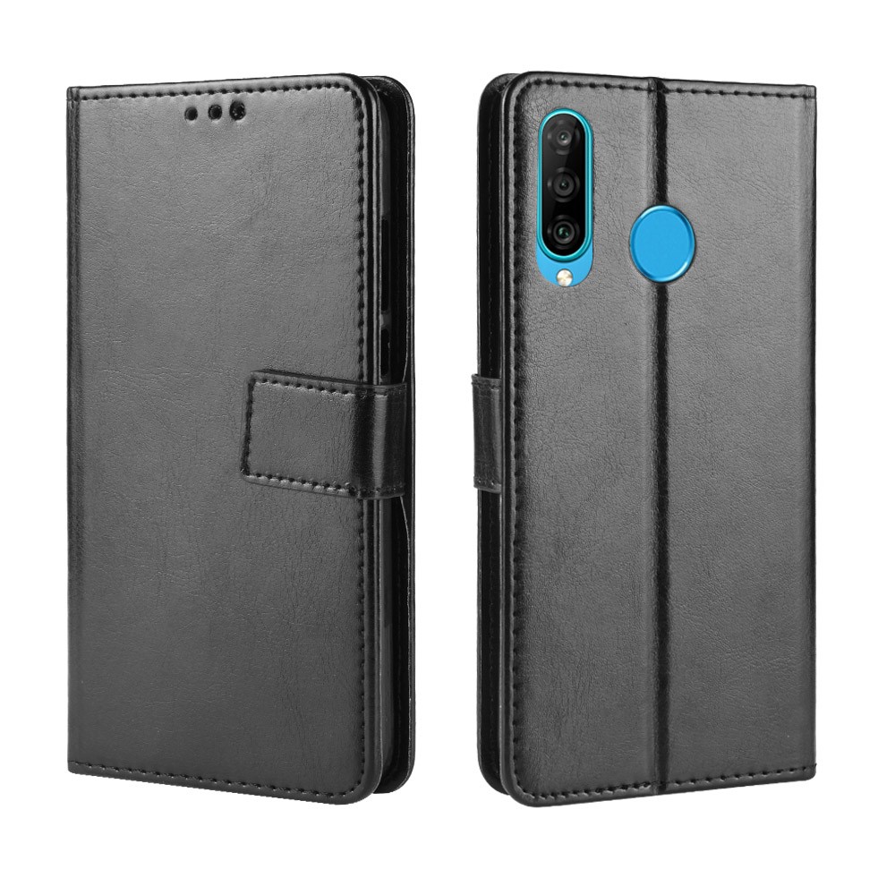 Crazy Horse Leather Stand Wallet Case for Huawei Honor 20i - Black-2