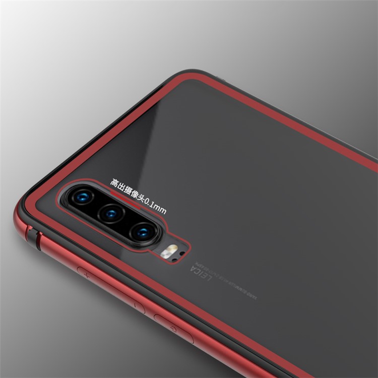 LOVE MEI Shadow Series Shockproof Tempered Glass Protection Case for Huawei P30 - Red-4