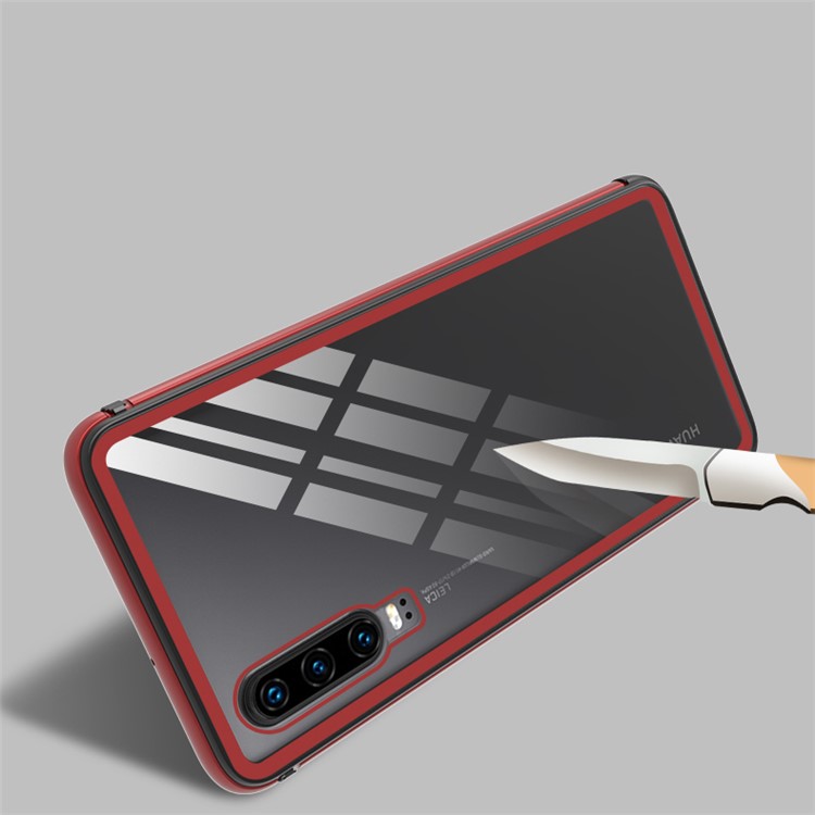 LOVE MEI Shadow Series Shockproof Tempered Glass Protection Case for Huawei P30 - Red-5