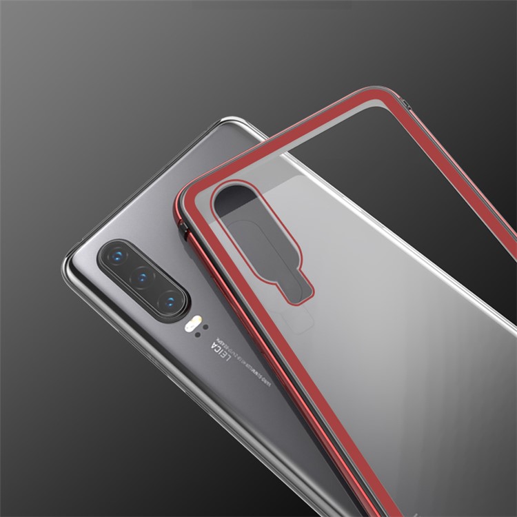 LOVE MEI Shadow Series Shockproof Tempered Glass Protection Case for Huawei P30 - Red-6