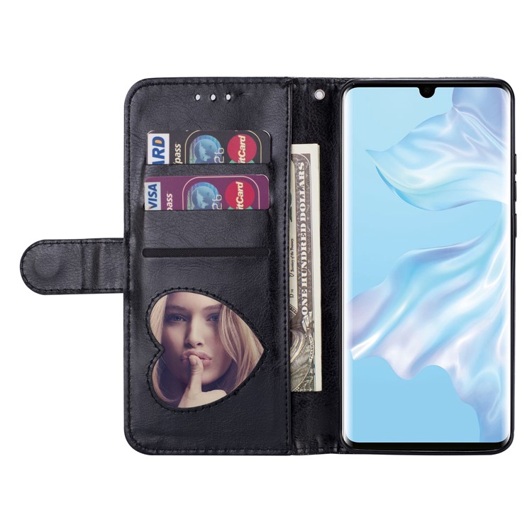 Glitter Powder Zippered Stand Leather Wallet Case with Strap for Huawei P30 Pro - Black-6