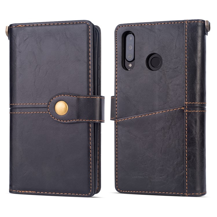 Retro Style PU Leather Wallet Phone Case for Huawei P30 Lite/nova 4e - Black-2