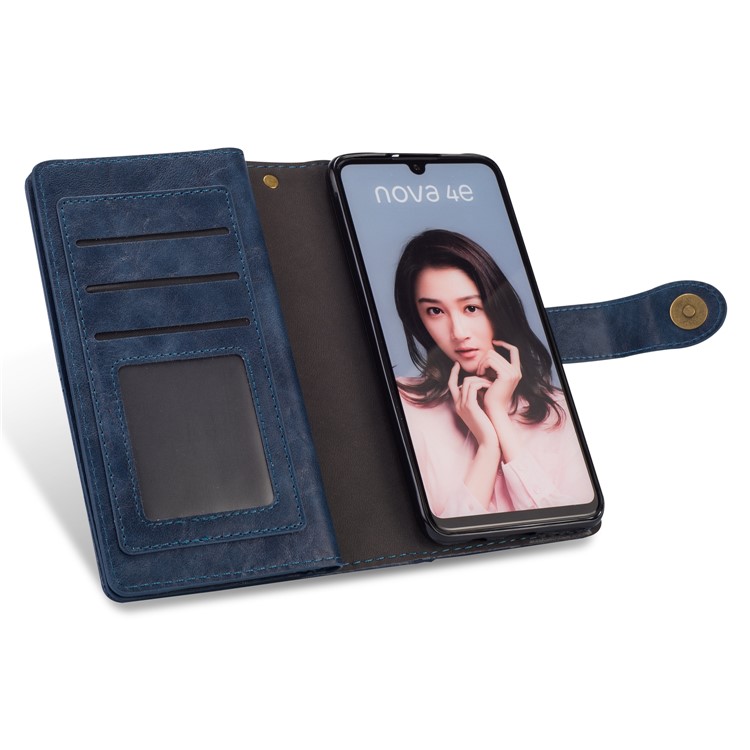 Retro Style PU Leather Wallet Phone Case for Huawei P30 Lite/nova 4e - Black-7