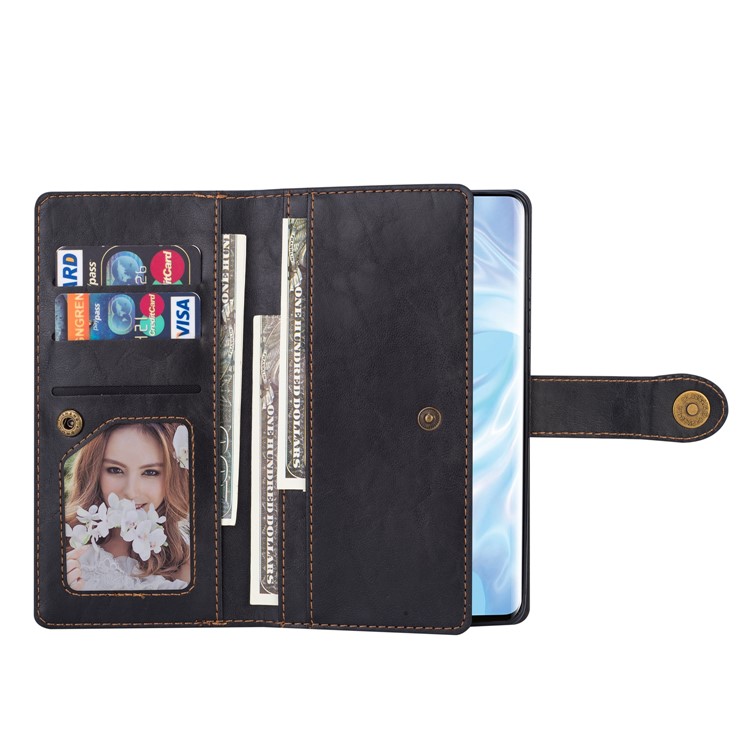 Retro Style PU Leather Mobile Phone Cover with Wallet Stand for Huawei P30 Pro - Black-6