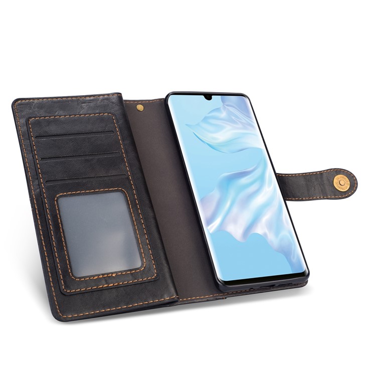 Retro Style PU Leather Mobile Phone Cover with Wallet Stand for Huawei P30 Pro - Black-8