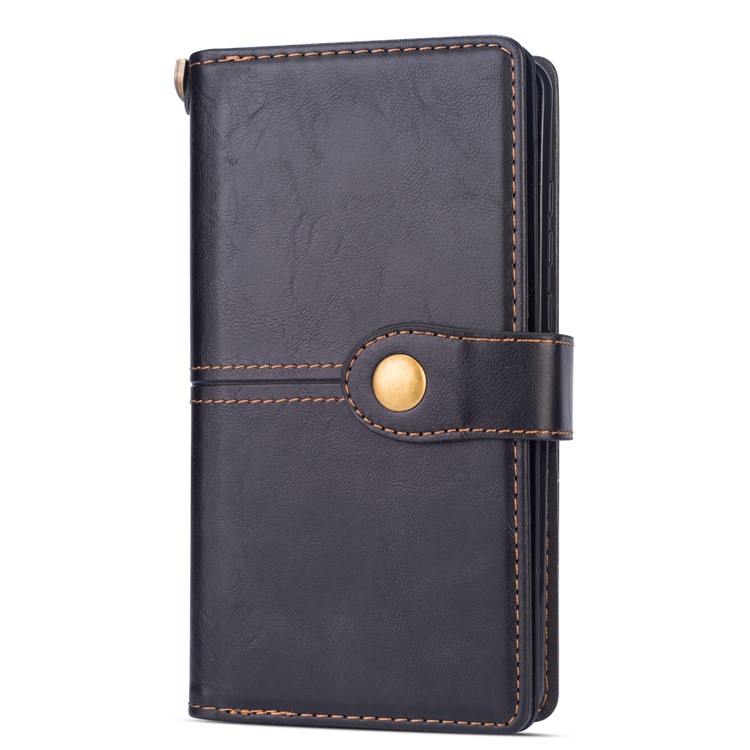 Retro Metal Buckle Wallet Stand Leather Case with Multi Card Slots for Huawei P30 - Black-3