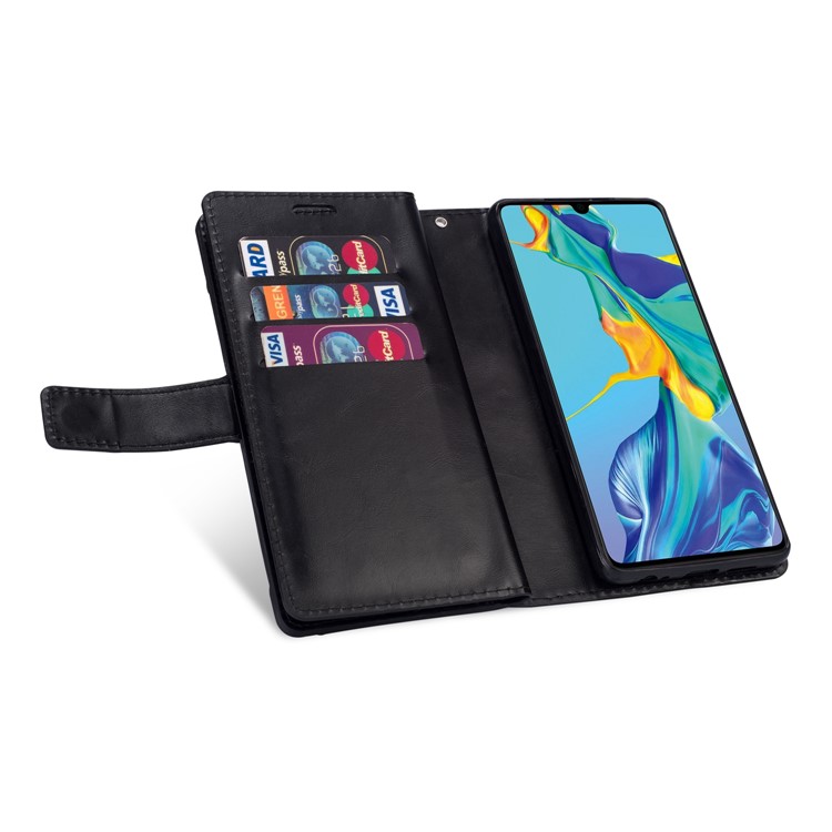 Multi-function Leather Wallet Case with Stand for Huawei P30 - Black-6