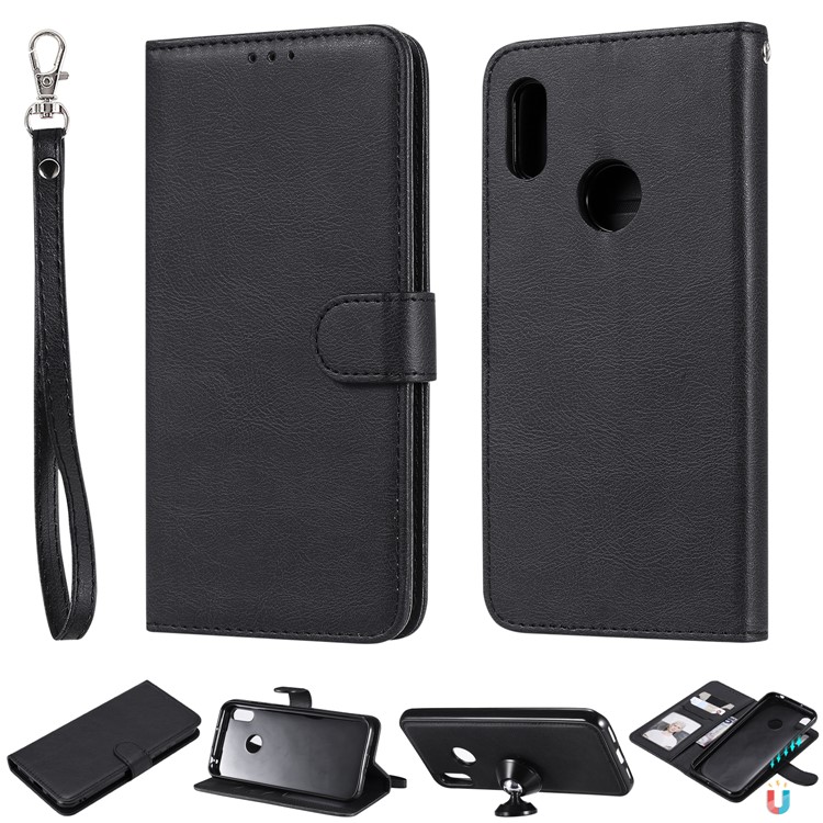 Magnetic Detachable 2-in-1 Wallet Leather Phone Case for Huawei Honor 8A/Y6 (2019) - Black-1