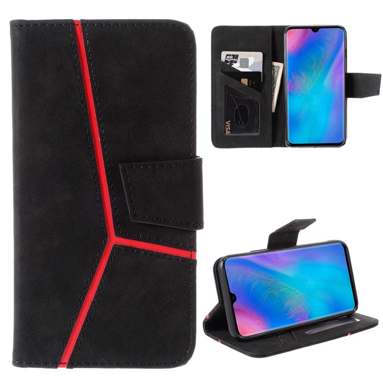 Business Splicing Wallet Stand Leather Cover for Huawei Enjoy 9s / P Smart Plus 2019 / nova 4 lite / Honor 10i - Black-1