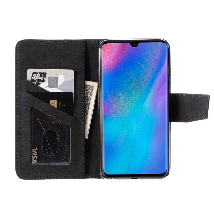 Business Splicing Wallet Stand Leather Cover for Huawei Enjoy 9s / P Smart Plus 2019 / nova 4 lite / Honor 10i - Black-4