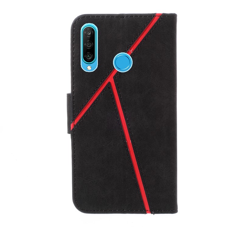 Business Splicing Wallet Stand Leather Cover for Huawei P30 Lite / nova 4e - Black-2