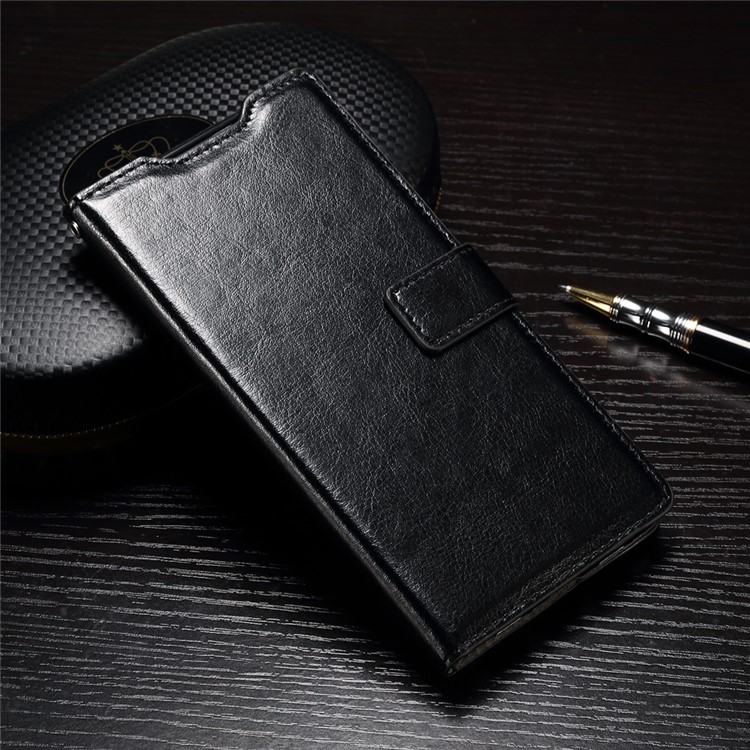 Crazy Horse Leather Wallet Case for Huawei P9 Lite - Black-1