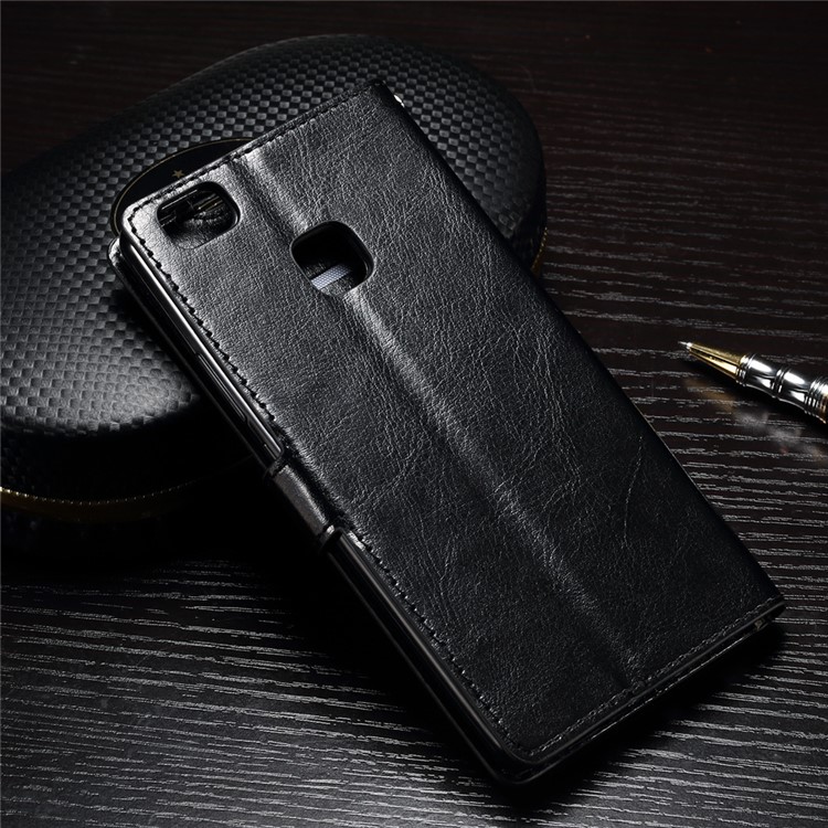 Crazy Horse Leather Wallet Case for Huawei P9 Lite - Black-2