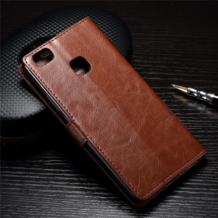 Crazy Horse Wallet Leather Stand Cover for Huawei P9 Lite - Brown-2