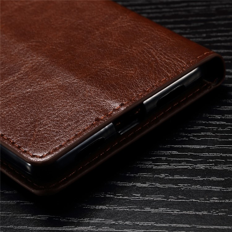 Crazy Horse Wallet Leather Stand Cover for Huawei P9 Lite - Brown-4