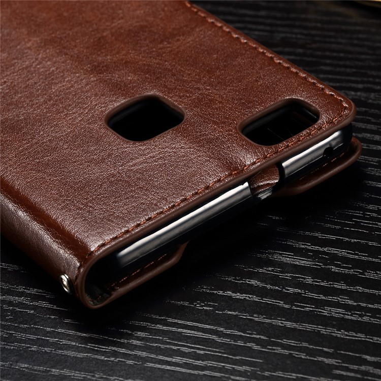 Crazy Horse Wallet Leather Stand Cover for Huawei P9 Lite - Brown-6