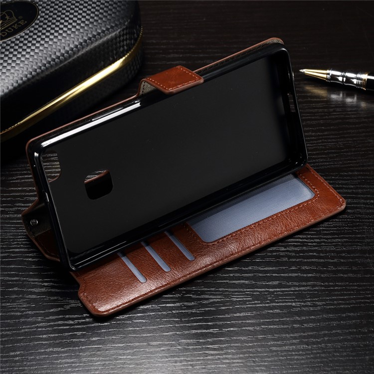 Crazy Horse Wallet Leather Stand Cover for Huawei P9 Lite - Brown-9