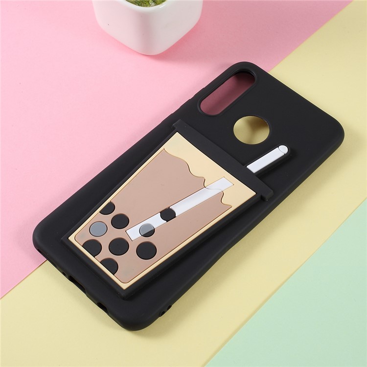 3d Bolha De Chá Padrão TPU Para Huawei P30 Lite / nova 4e - Preto-1
