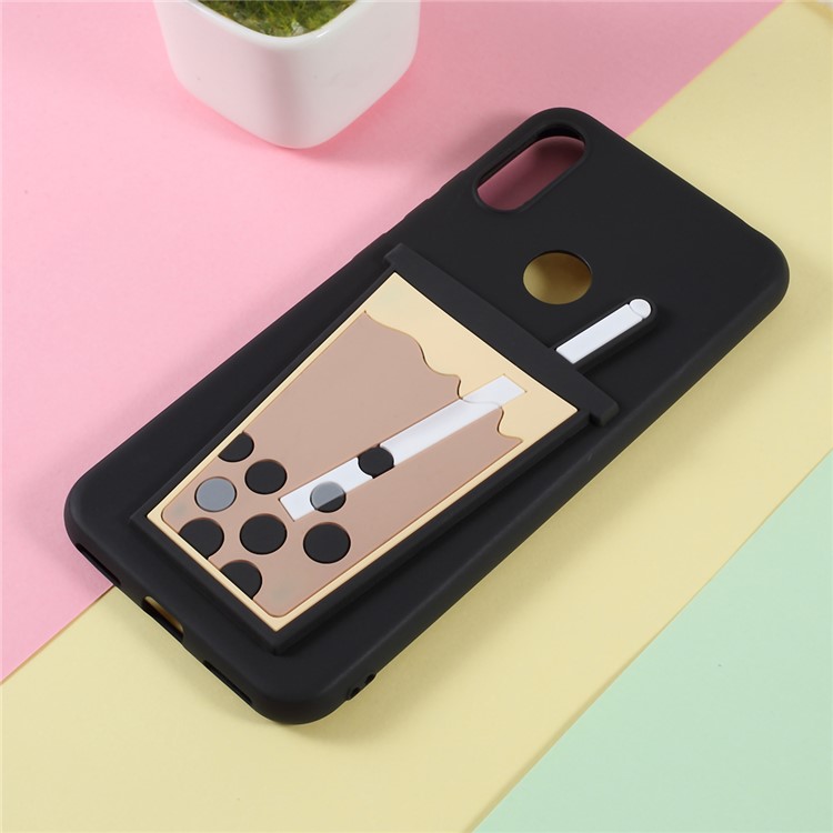 3D Bubble Tea Pattern TPU Casing for Huawei Y6 (2019, with Fingerprint Sensor) / Y6 Prime (2019) - Black-1