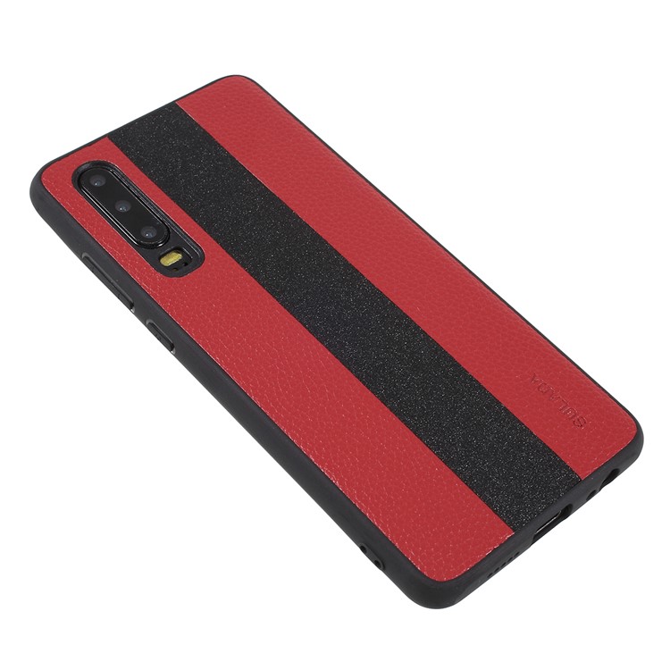 SULADA for Huawei P30 Litchi Texture PU Leather TPU Protection Phone Case - Red-2