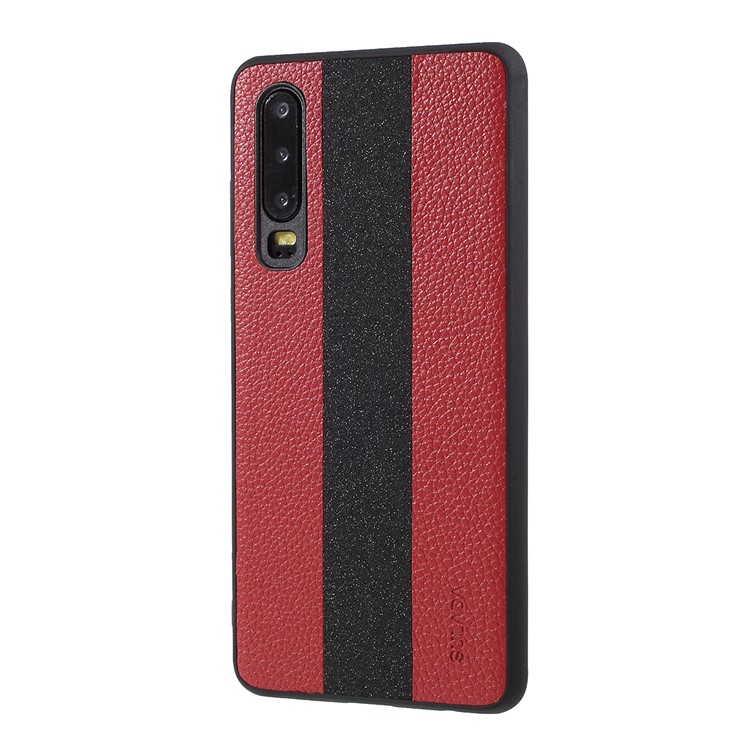 SULADA for Huawei P30 Litchi Texture PU Leather TPU Protection Phone Case - Red-4