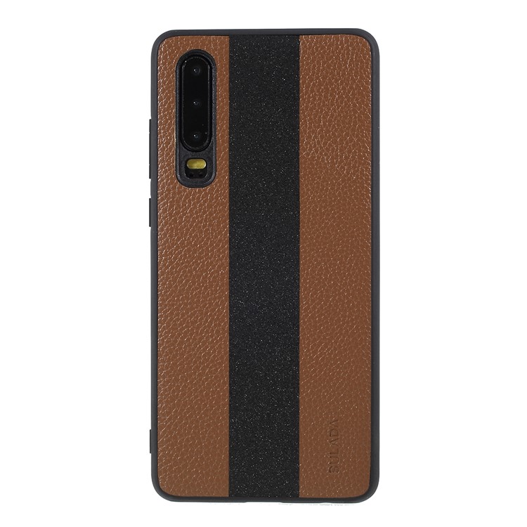 SULADA for P30 Litchi Texture PU Leather TPU Protection Phone Case - Brown-1