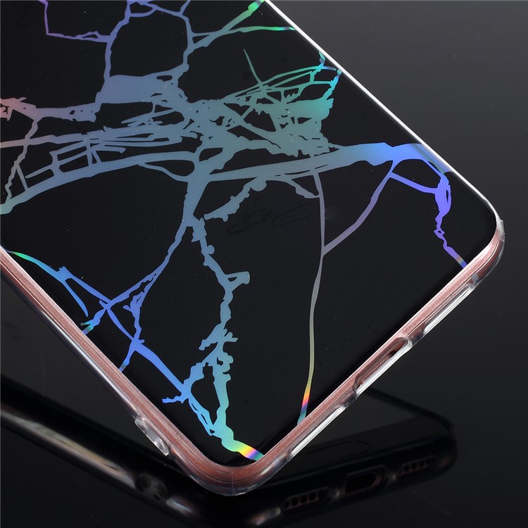 Colorful Laser Carving Marble Patterned IMD Soft TPU Phone Case for Huawei P20 - Black-3