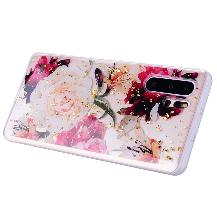 Glitter Sequins Inlaid Patterned TPU Phone Cover for Huawei P30 Pro - Pretty Flowers-4