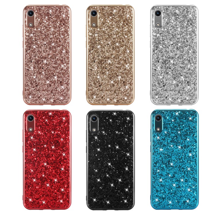 Glitzernde Pailletten Pc + Tpu Handy Case Shell Cover Für Huawei Honor 8a - Cyan-7