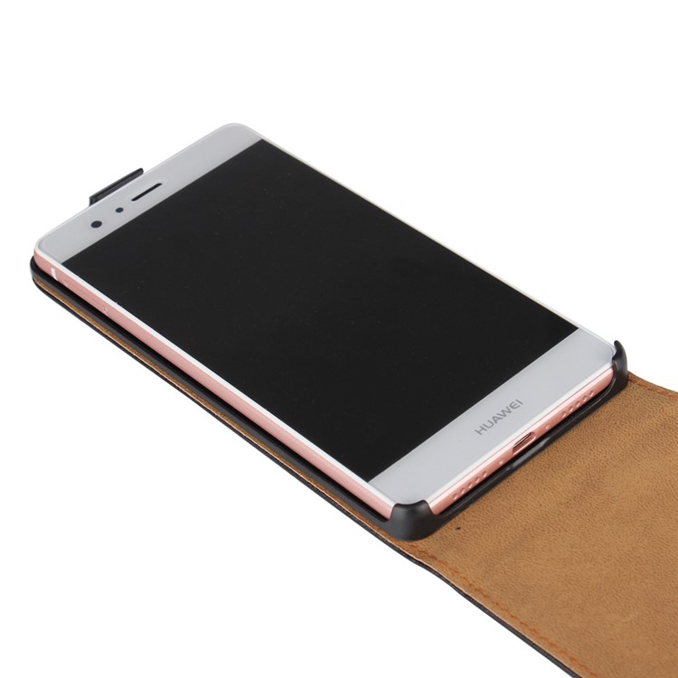 Vertical Flip Genuine Split Leather Cover Case for Huawei P9 Lite - Black-3