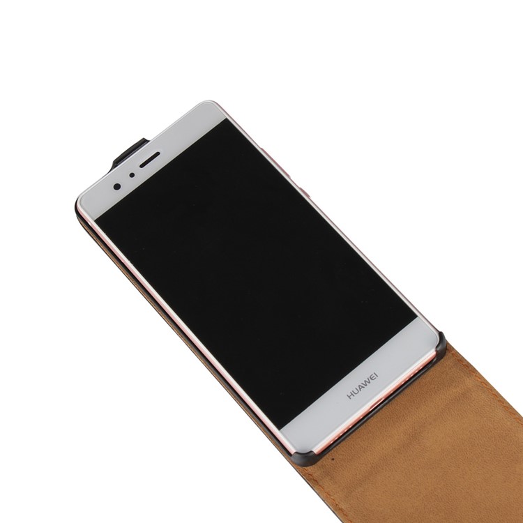 Vertical Flip Genuine Split Leather Cover Case for Huawei P9 Lite - Black-4