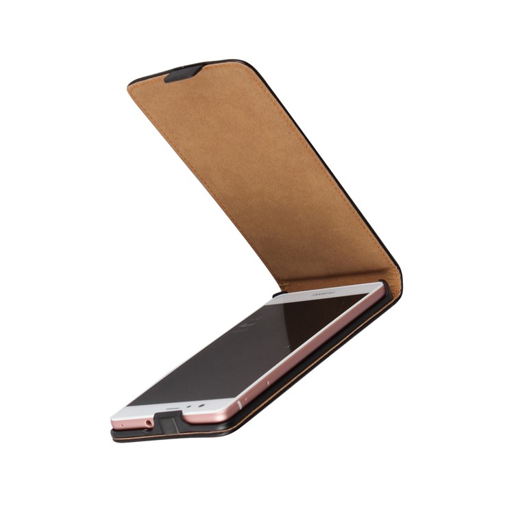 Vertical Flip Genuine Split Leather Cover Case for Huawei P9 Lite - Black-5