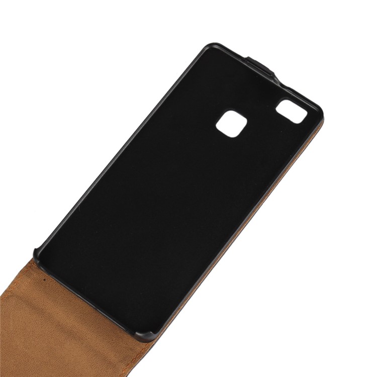Vertical Flip Genuine Split Leather Cover Case for Huawei P9 Lite - Black-6
