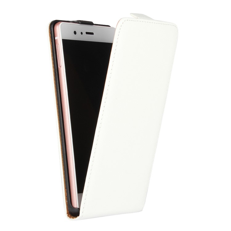 Vertical Flip Split Genuine Leather Phone Case for Huawei P9 Lite - White-2