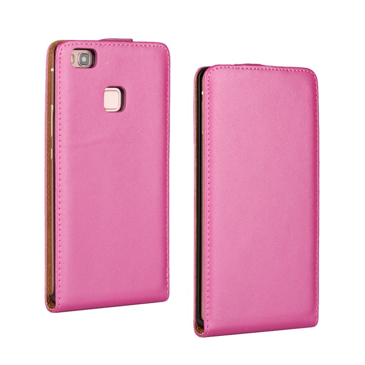 Split Genuine Leather Vertical Flip Cover Case for Huawei P9 Lite - Rose-1