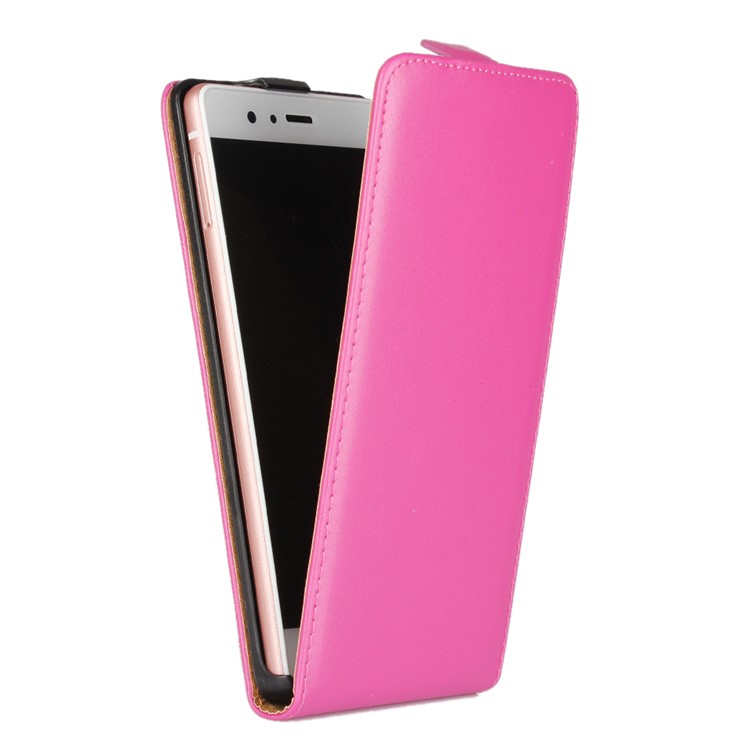 Split Genuine Leather Vertical Flip Cover Case for Huawei P9 Lite - Rose-2