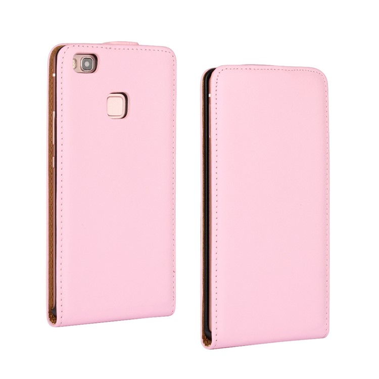 Split Genuine Leather Vertical Magnetic Case for Huawei P9 Lite - Pink-1