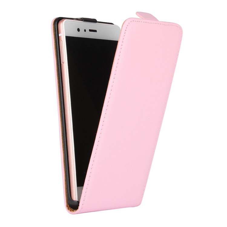 Split Genuine Leather Vertical Magnetic Case for Huawei P9 Lite - Pink-2