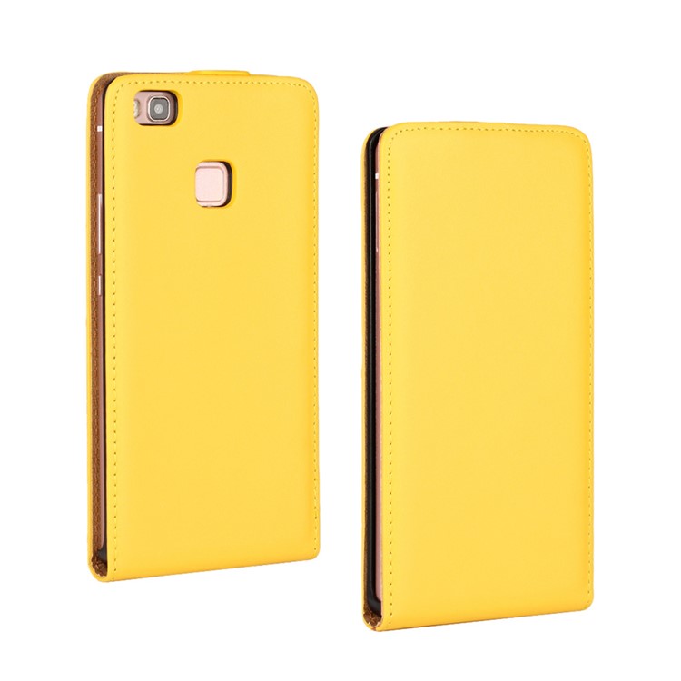 Vertical Genuine Split Leather Protective Case for Huawei P9 Lite - Yellow-1